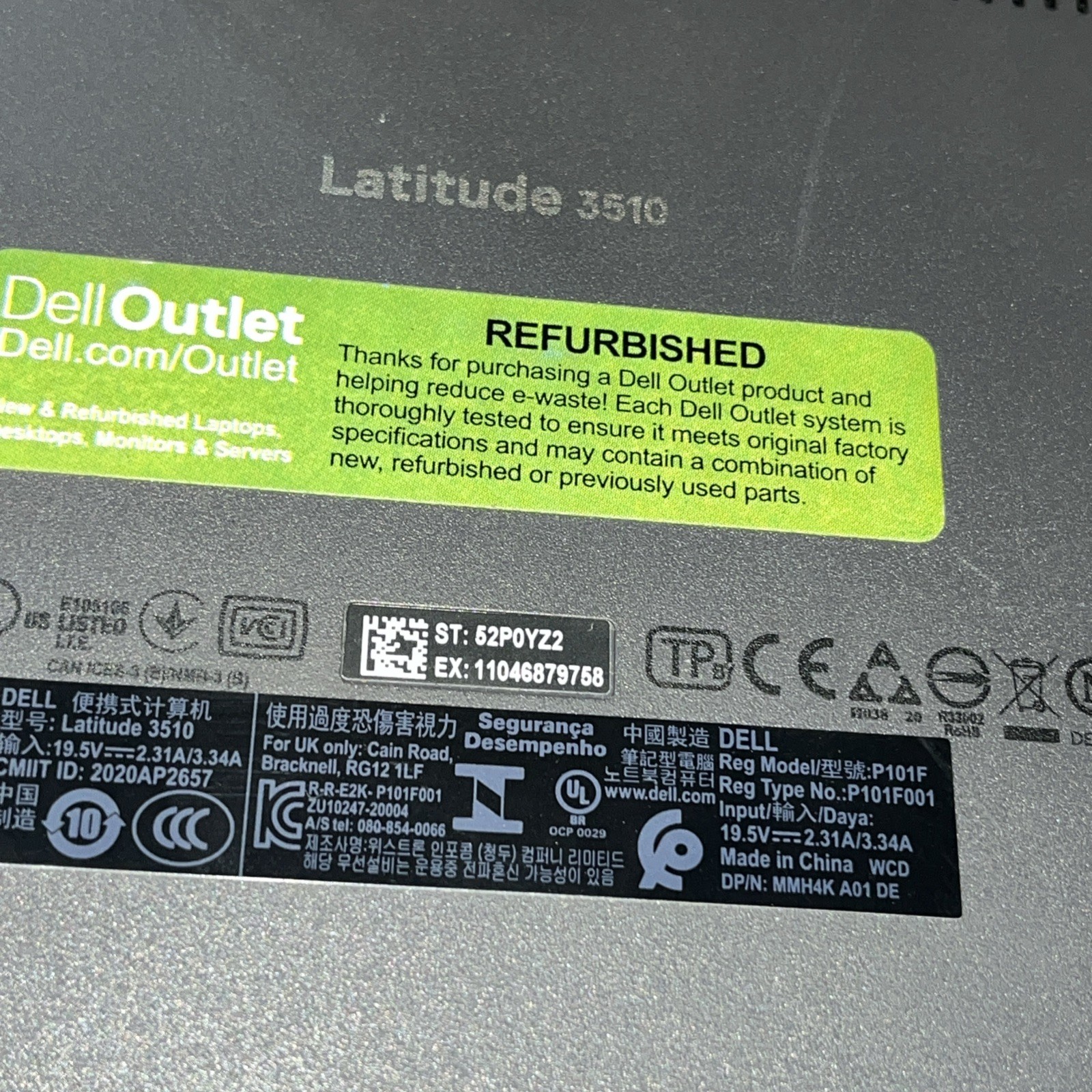 DELL LATITUDE 3510 INTEL CORE I5-10210U 16GB RAM NO HD