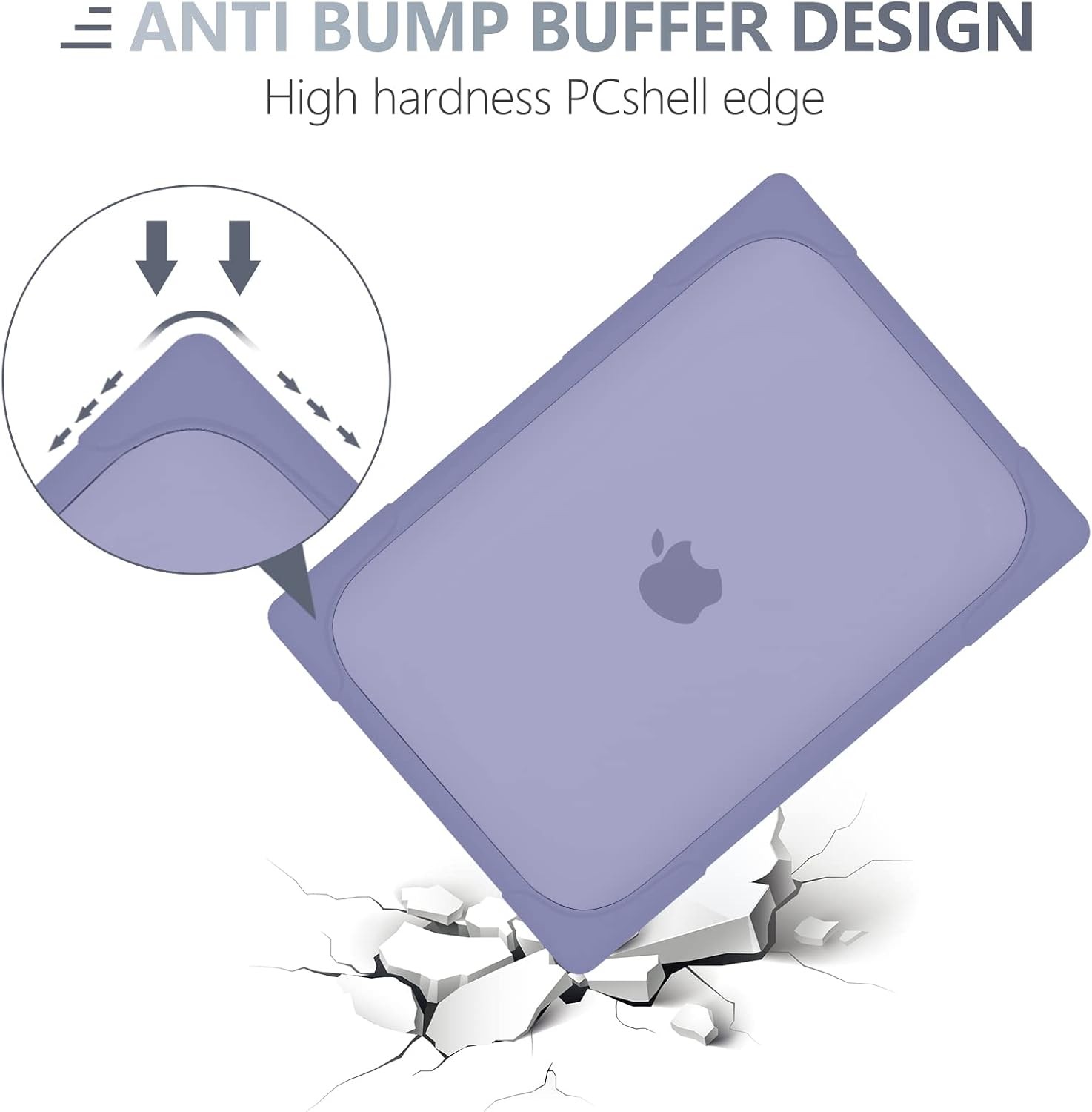 FlexStand Heavy Duty Case for MacBook Air 13.6 inch, Lavender Grey, Foldable Kic