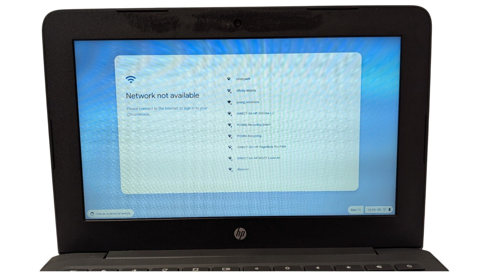 HP Chromebook x360 11 G1 EE Celeron N3350 @ 1.10GHz, 4GB Ram, 32GB EMMc