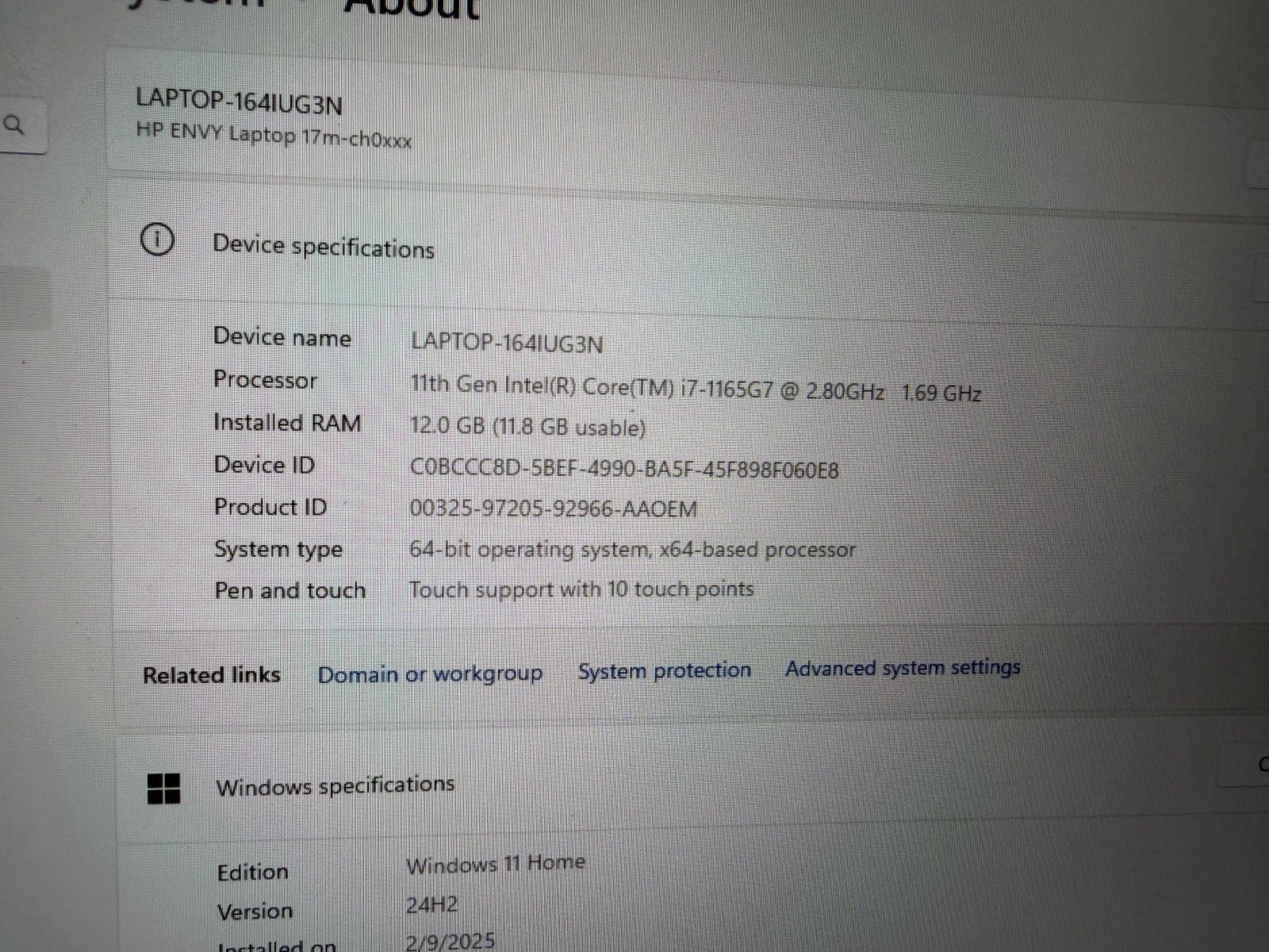 HP 17″ Silver Laptop Intel Core i7 11th Gen 12GB Win 11 Touch HP ENVY