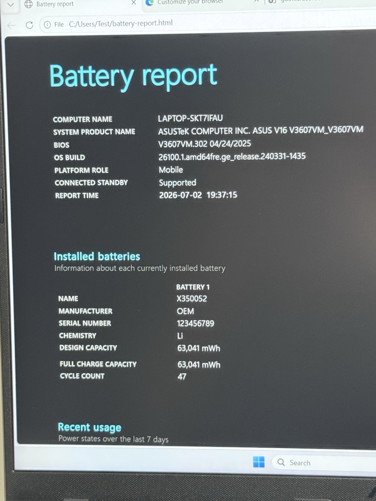 Asus V16 V3607VM 16″ FHD+ 144Hz 2.5 GHz Core 7 240H 16GB 1TB SSD RTX 5060