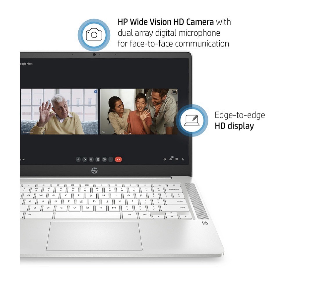 HP 14a-na0122od Chromebook, 14″ Screen, Intel® Pentium®, 4GB 64 eMMC 4N1B0UA#ABA