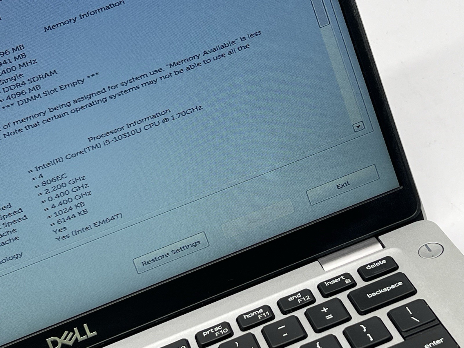 Dell Latitude 5410, i5-10310U CPU, @ 1.70GHz, 4GB RAM-No HDD/OS/Charger