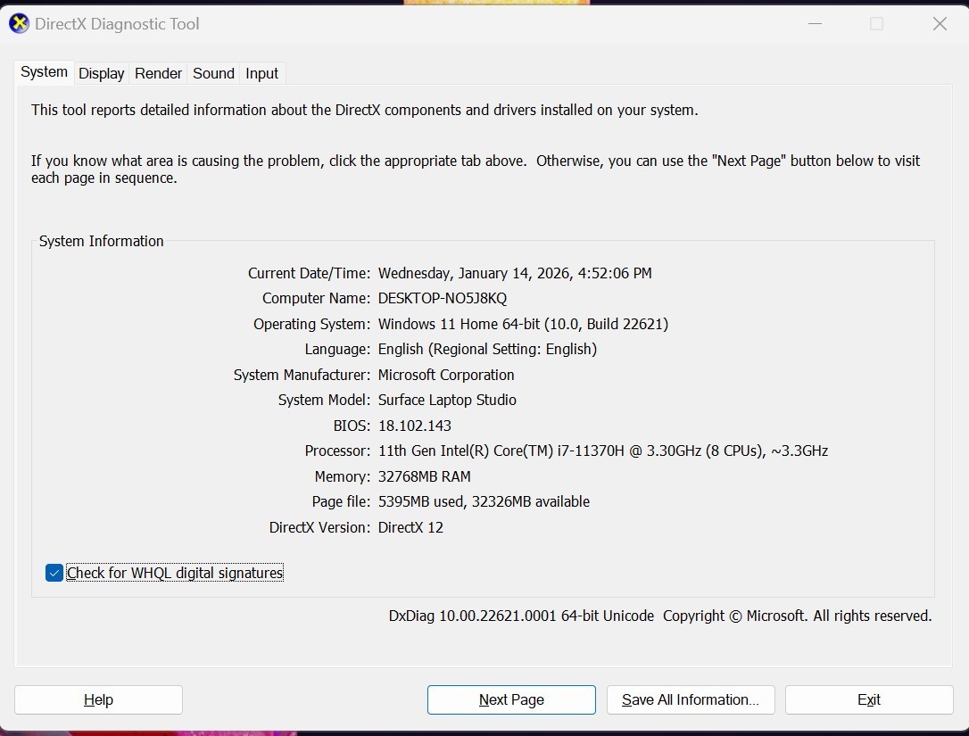 Microsoft Surface Laptop Studio 14.4″ i7 11370H 32GB 1TB SSD Nvidia RTX A2000