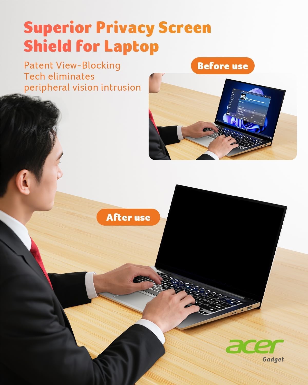 Acer 2-Pack Laptop Privacy Screen for Laptop 15.6 Inch 16:9, Anti-Glare Shield