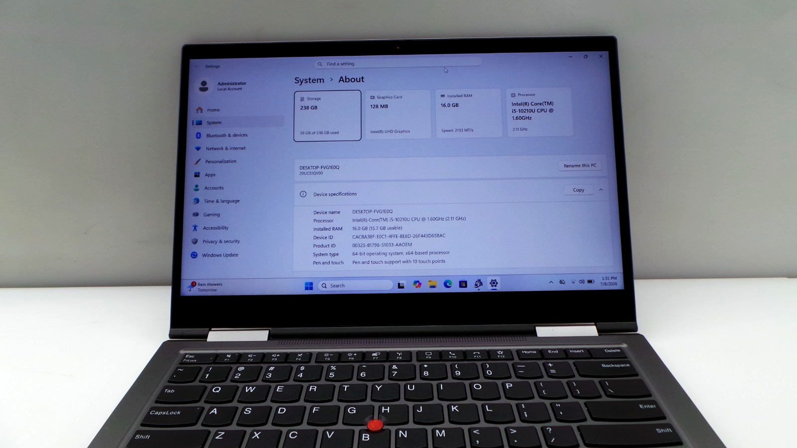 Lenovo ThinkPad X1 Yoga Gen 5 14″ 2-in-1 i5-10210U 16GB RAM 256GB SSD WIN 11 PRO