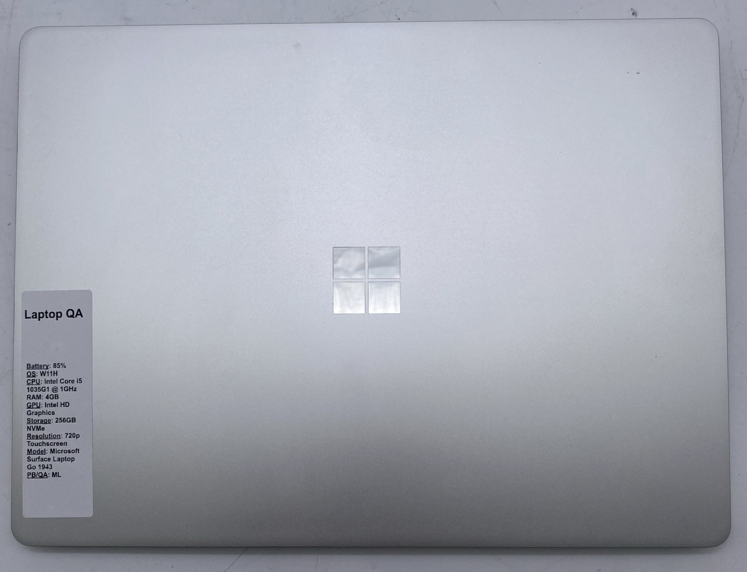 Microsoft Surface Laptop Go 1943 Touch Intel i5-1035G1 @ 1GHz 4GB 256GB SSD W11P