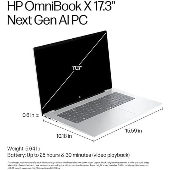 HP OmniBook X 17-dd0057nr, 17.3″ Touch, Intel Core Ultra 7, RTX 4050,16GB LPDDR5