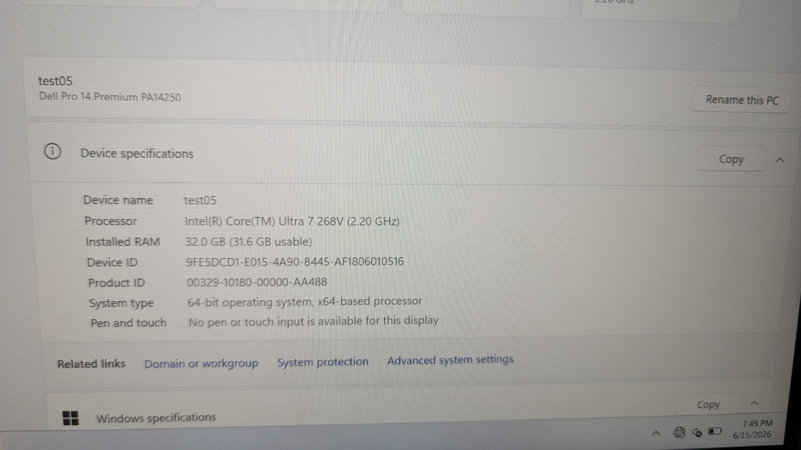 Dell Pro 14 Premium PA14250 FHD+ 2.2 GHz Ultra 7 268V 32GB 512GB SSD Very Good