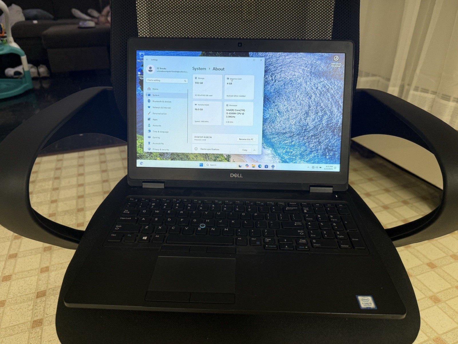 Dell Precision 3530 Laptop – 2.3 GHz i5-8300H 16GB Ram 1TB SSD Webcam P600 4GB”
