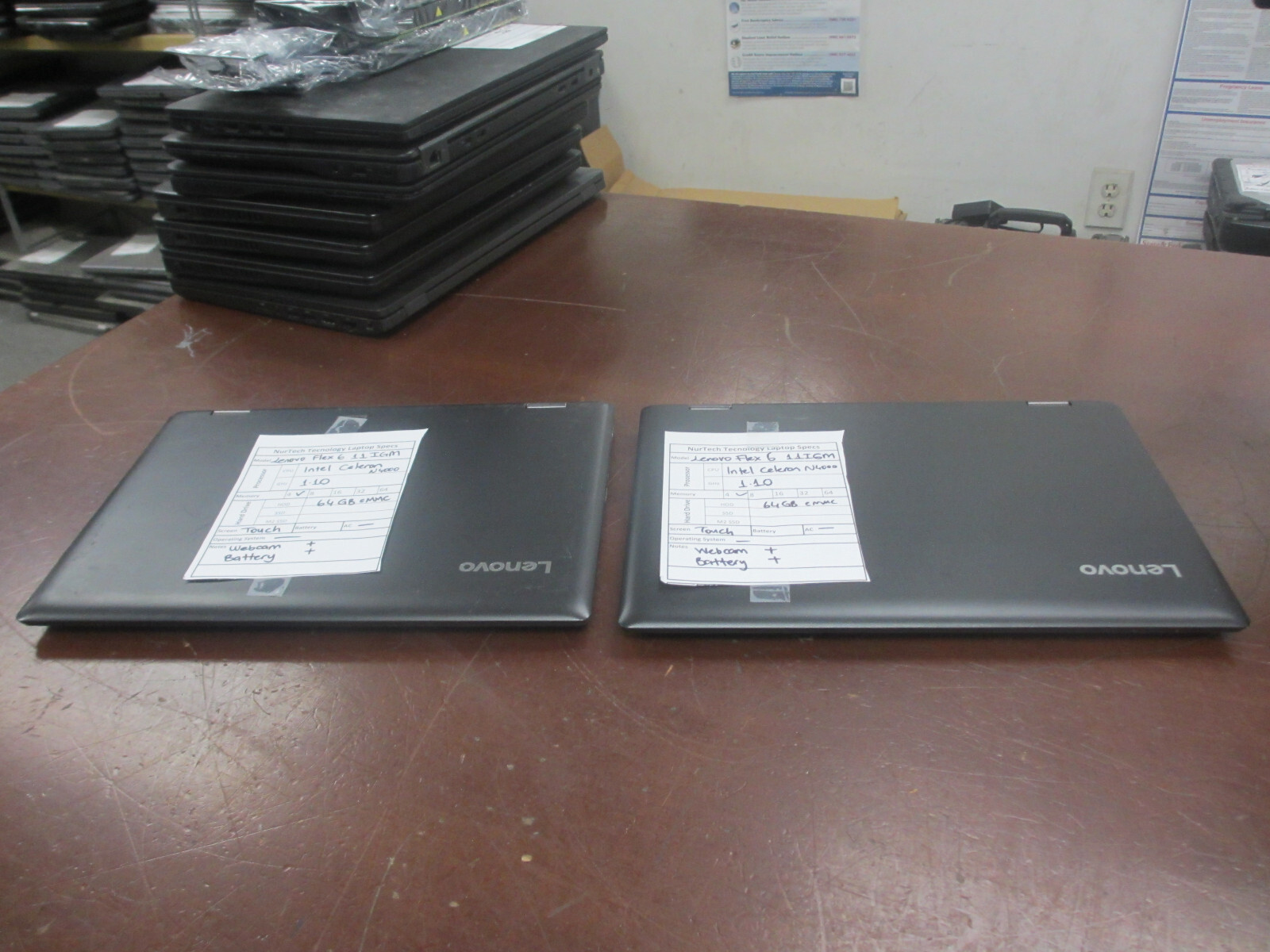 Lot of 2 Lenovo Flex 6-11IGM Celeron N4000 1.10GHZ 4GB 64GB eMMC Touch Laptop