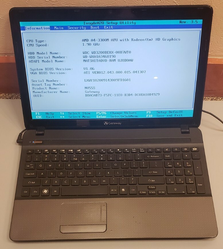 GATEWAY NV55517u 1.9GHz AMD A4-3300M HD GRAPHICS 3GB RAM 320GB HDD WIFI LINUX