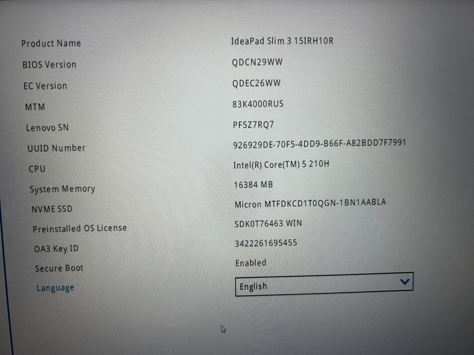 Lenovo Slim 3 15IRH10R, Intel Core 5 210H, 2.20 GHz, 16 GB RAM, 1 TB NVMe SSD