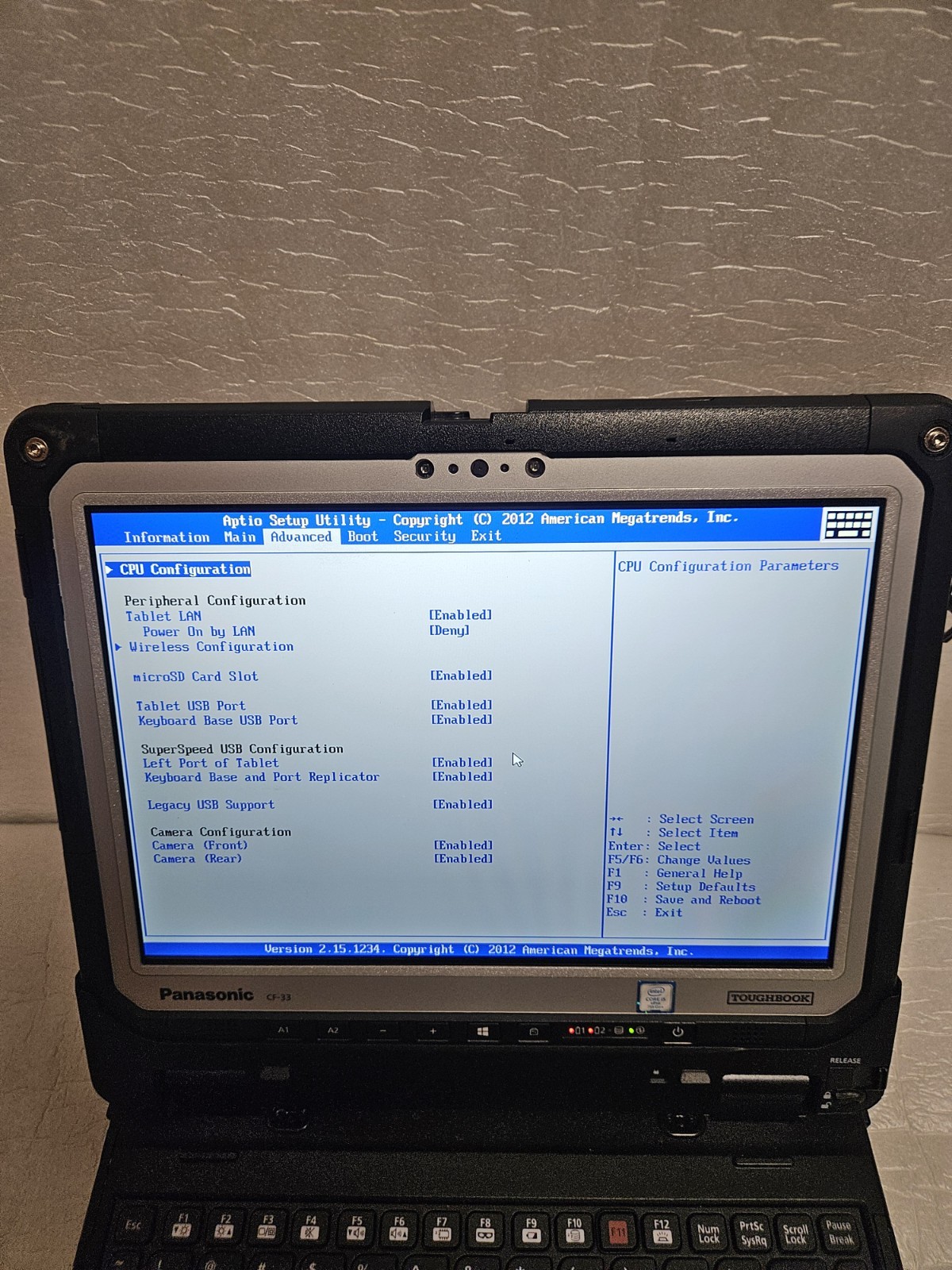 Panasonic Toughbook CF33 Intel I5 7600U 16GB RAM, Win11 Pro, No Hdd 0% Batt Life