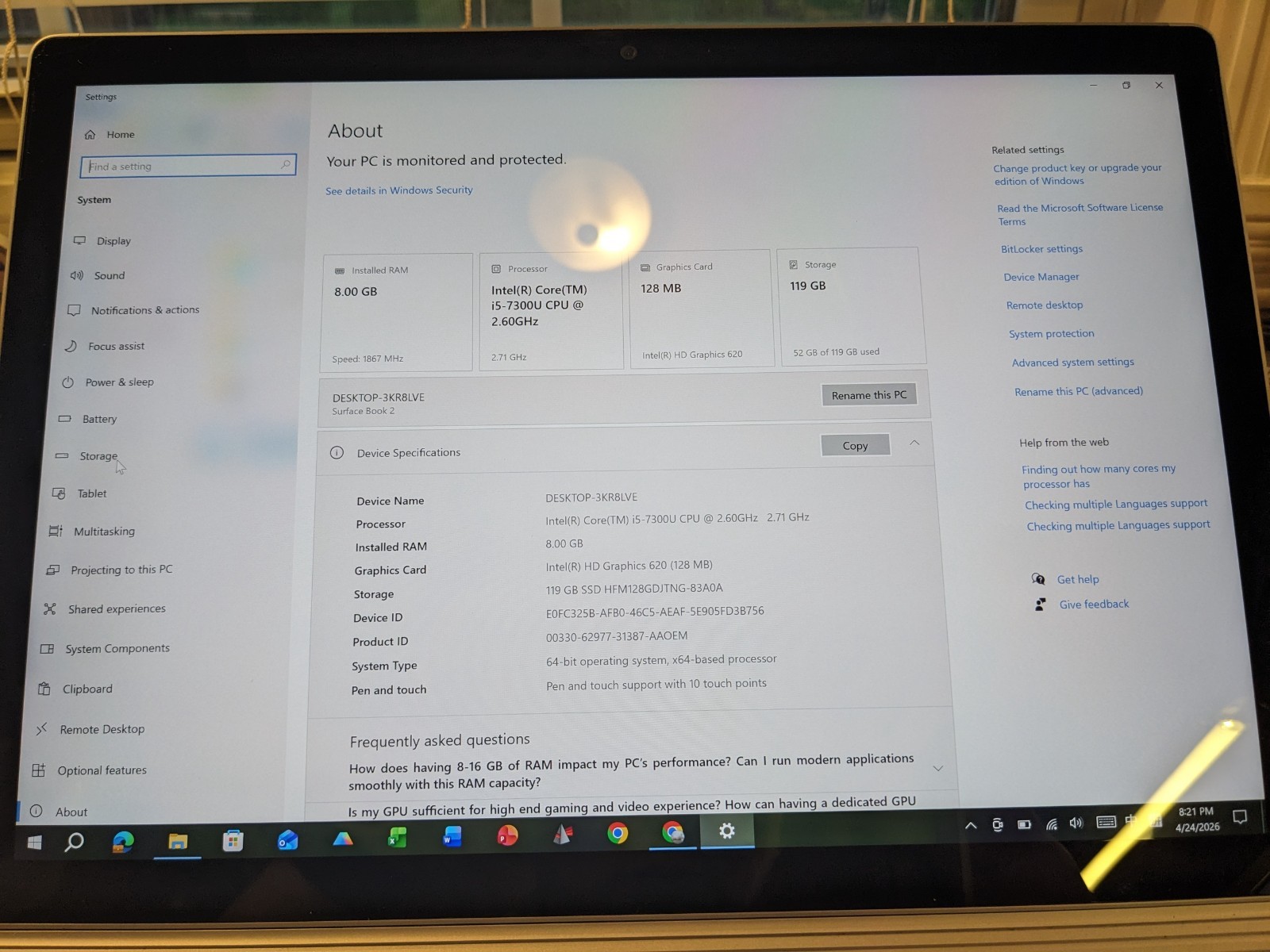 Microsoft Surface Book 2 13.5 (128GB, i5 7300,8GB)-with keyboard-Read please