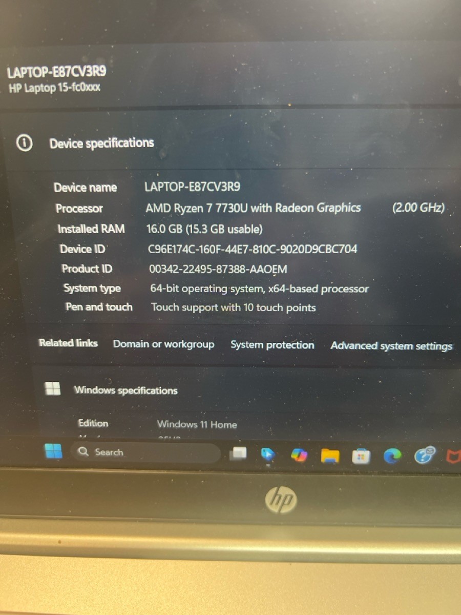 HEWLETT PACKARD 15-FC0049WM 16GB Ryzen 7 (PD7015888)
