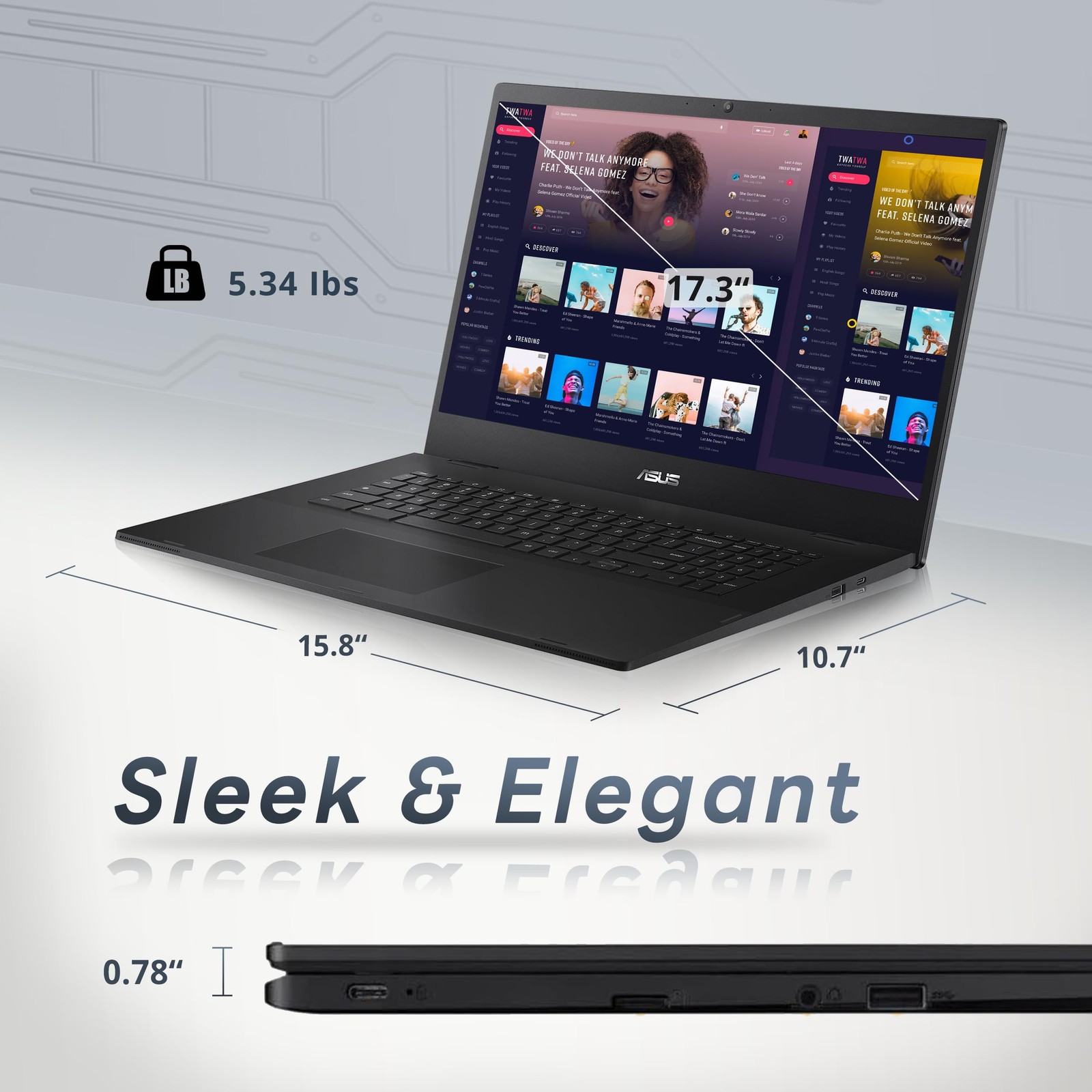 ASUS Chromebook CX1 17 CX1700 Laptop Celeron FHD 1080P 1920×1080 4GB RAM H