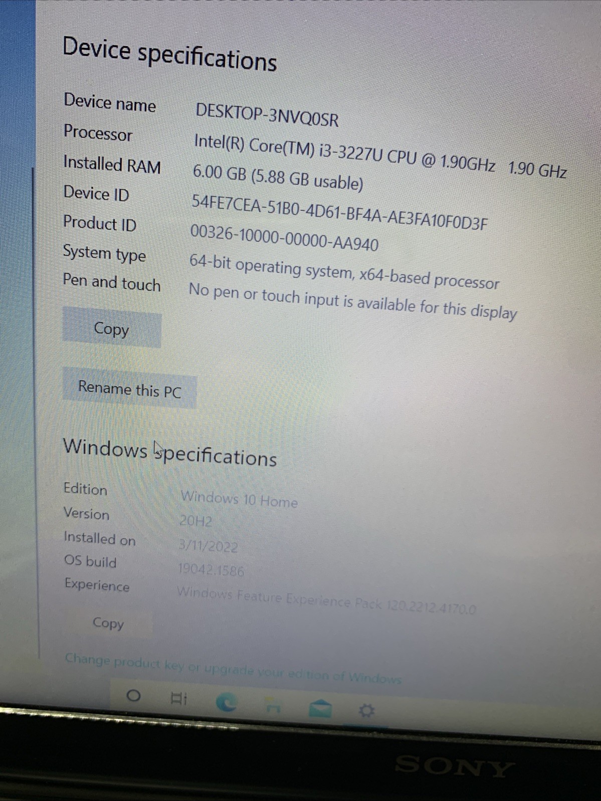 Sony Vaio SVF152C29L FHD 15.6″ i5-3327U 1.9GHz 6GB RAM 700GB HDD Win10