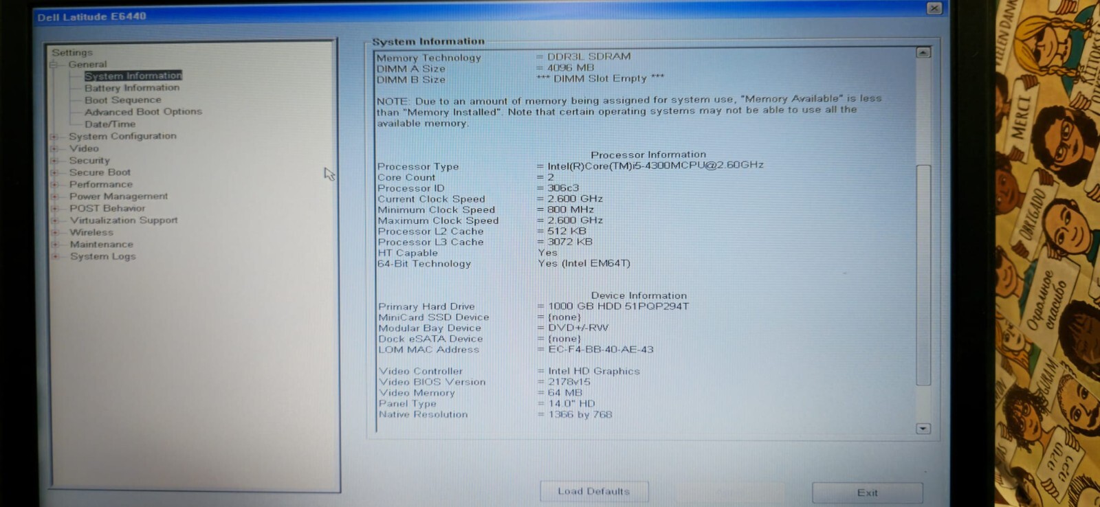Dell Latitude E6440 Intel i5 2.60GHz, 4GB RAM, 1TB HDD, 14″ Laptop – Used, Boots