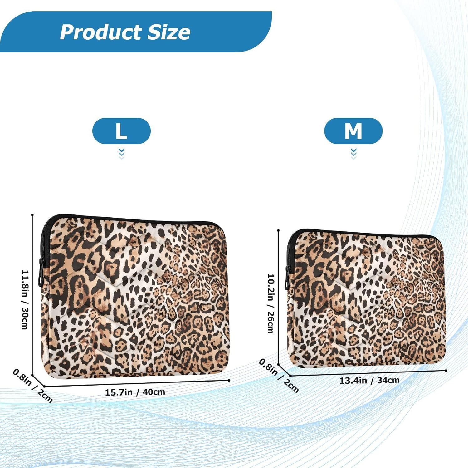 Laptop Sleeve Bag Case for 14 inch Leopard Skin Beige Portable Carrying Bag