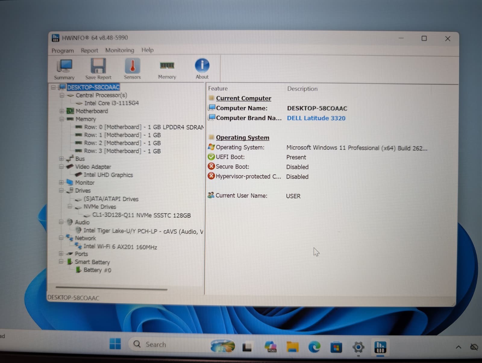 Dell Latitude 3320 | i3 11th Gen 4GB RAM 128GB NVMe SSD | FHD Windows 11 Pro |