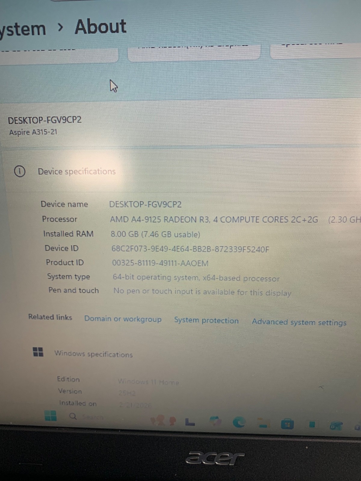 Acer Aspire 3 A315 15.6″ (1TB HDD, AMD E-Series, 2.5 GHz, 8GB) Laptop – Black –