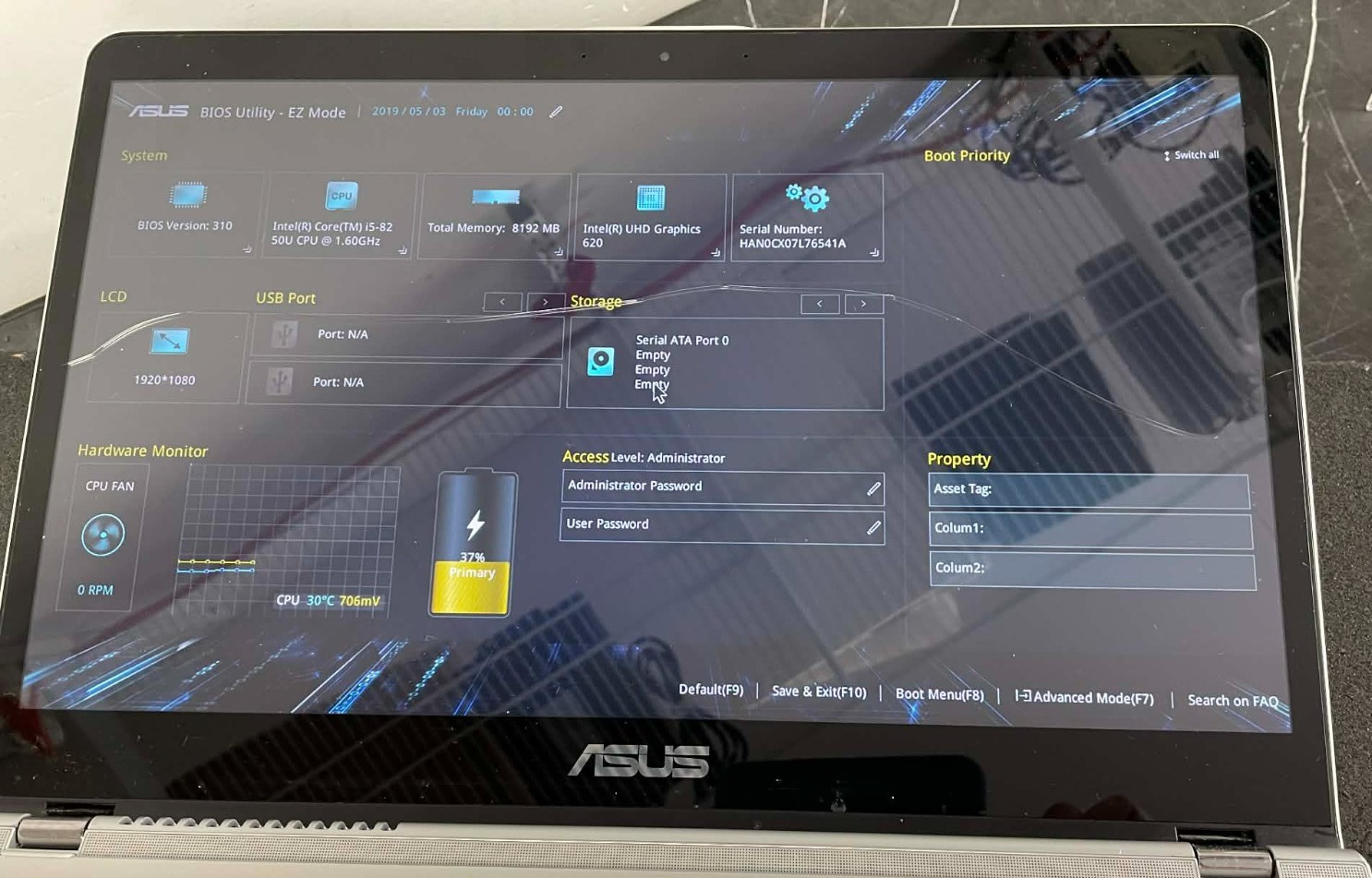 ASUS Q505UA-BI5T7 15.6″ Laptop – Intel Core i5-8250U 8GB Ram NO HD/OS