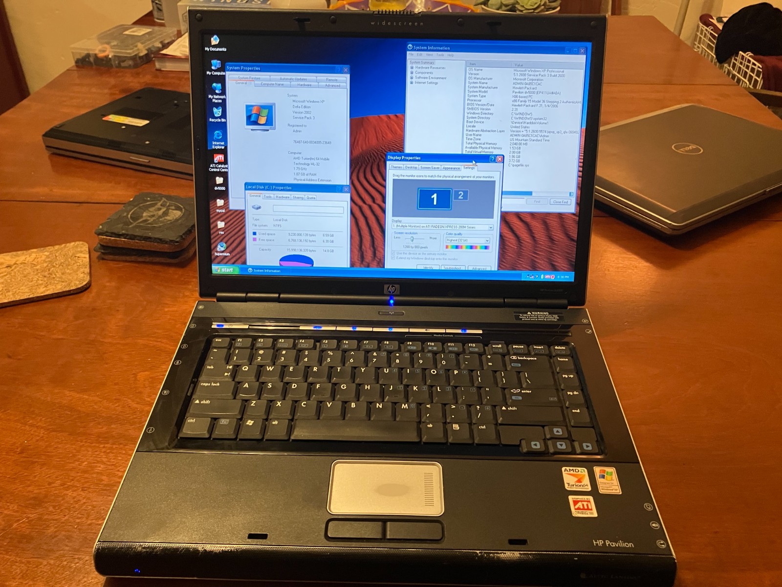 HP Pavilion DV5000 Laptop Turion 64 1.79Ghz 2GB RAM 16GB SSD Win XP Wifi ATI GPU