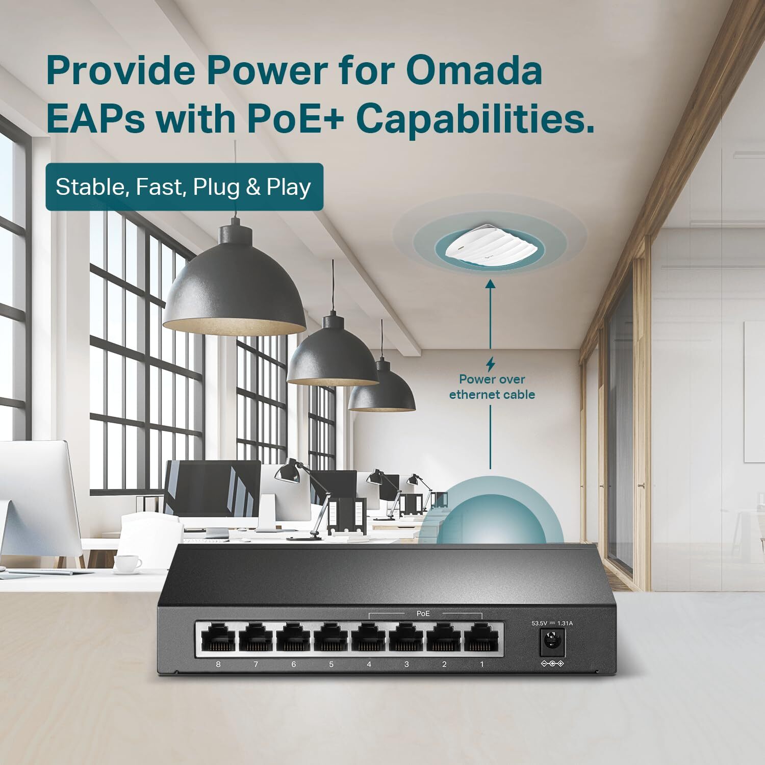 8 Port Gigabit Switch with 4 PoE Ports Power Over Ethernet Desktop Wall Mount