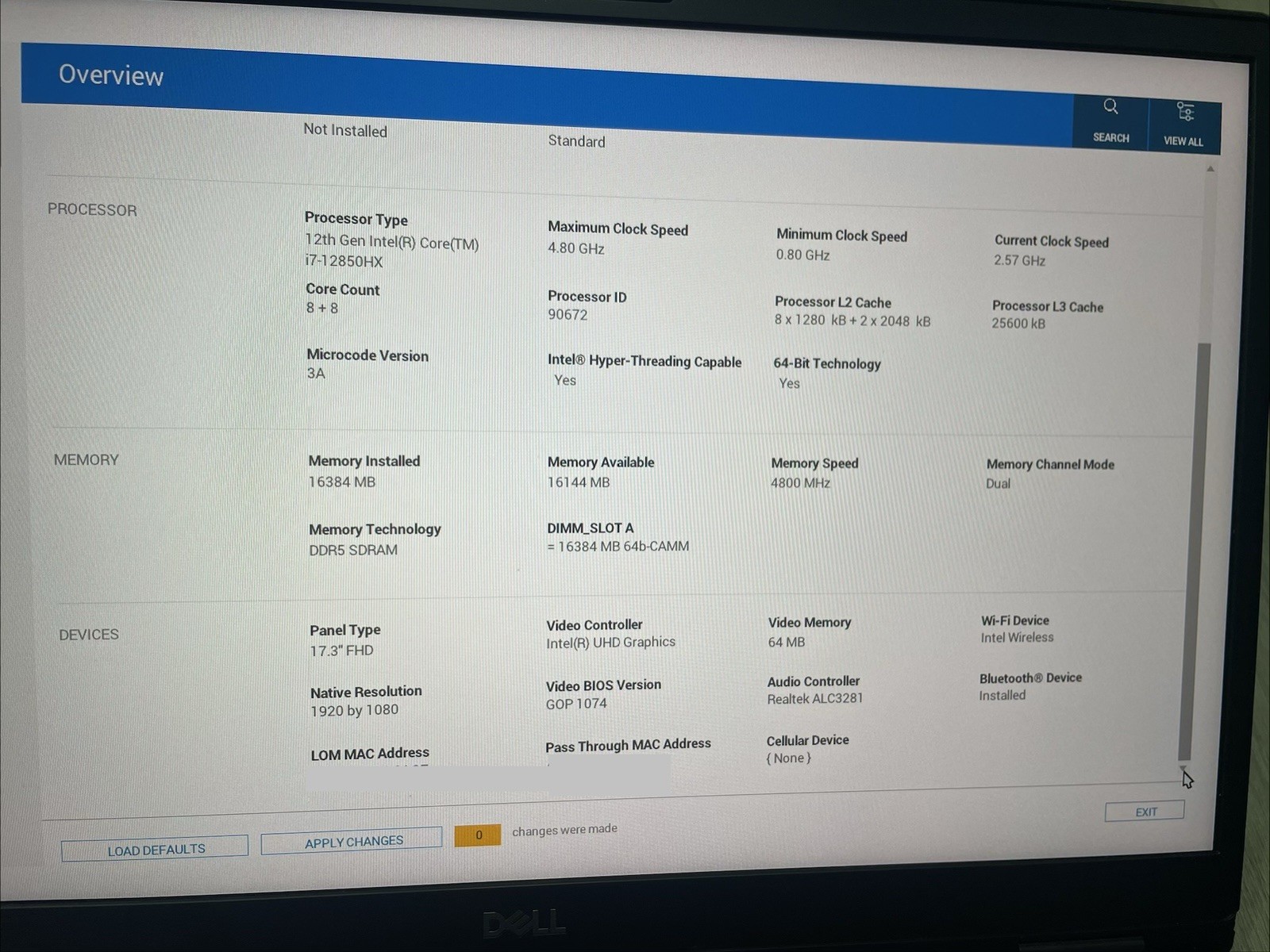 DELL PRECISION 7770 I7-12850HX 16GB Ram 1TB M.2SSD Win 11 Pro