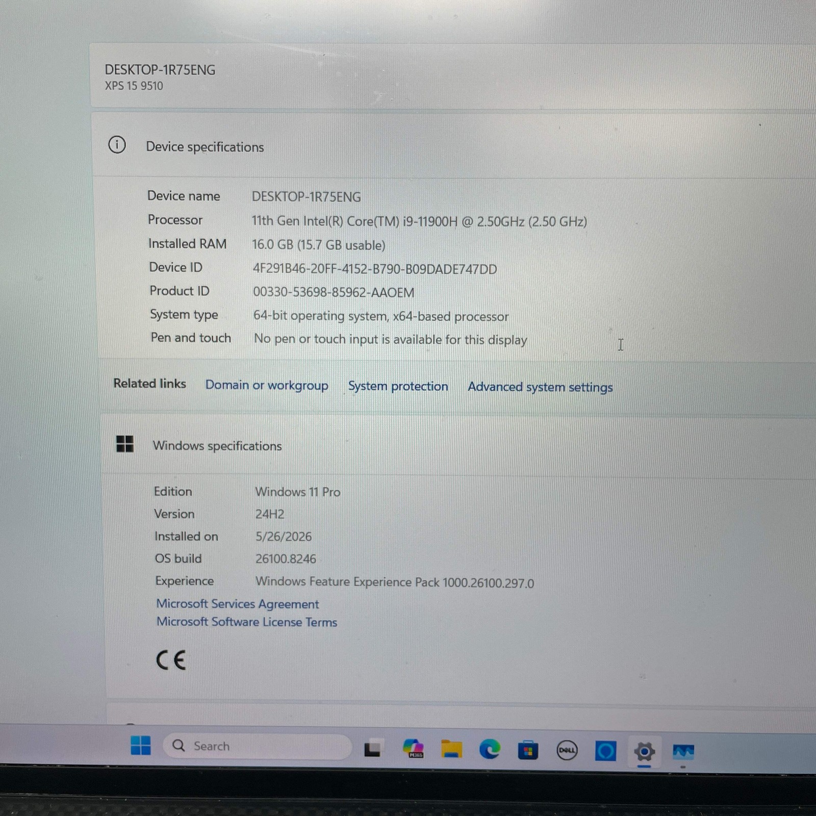 Dell XPS 9510 15.6″ i9-11900H 2.5GHz 16GB RAM 1TB SSD GeForce RTX 3050 Ti