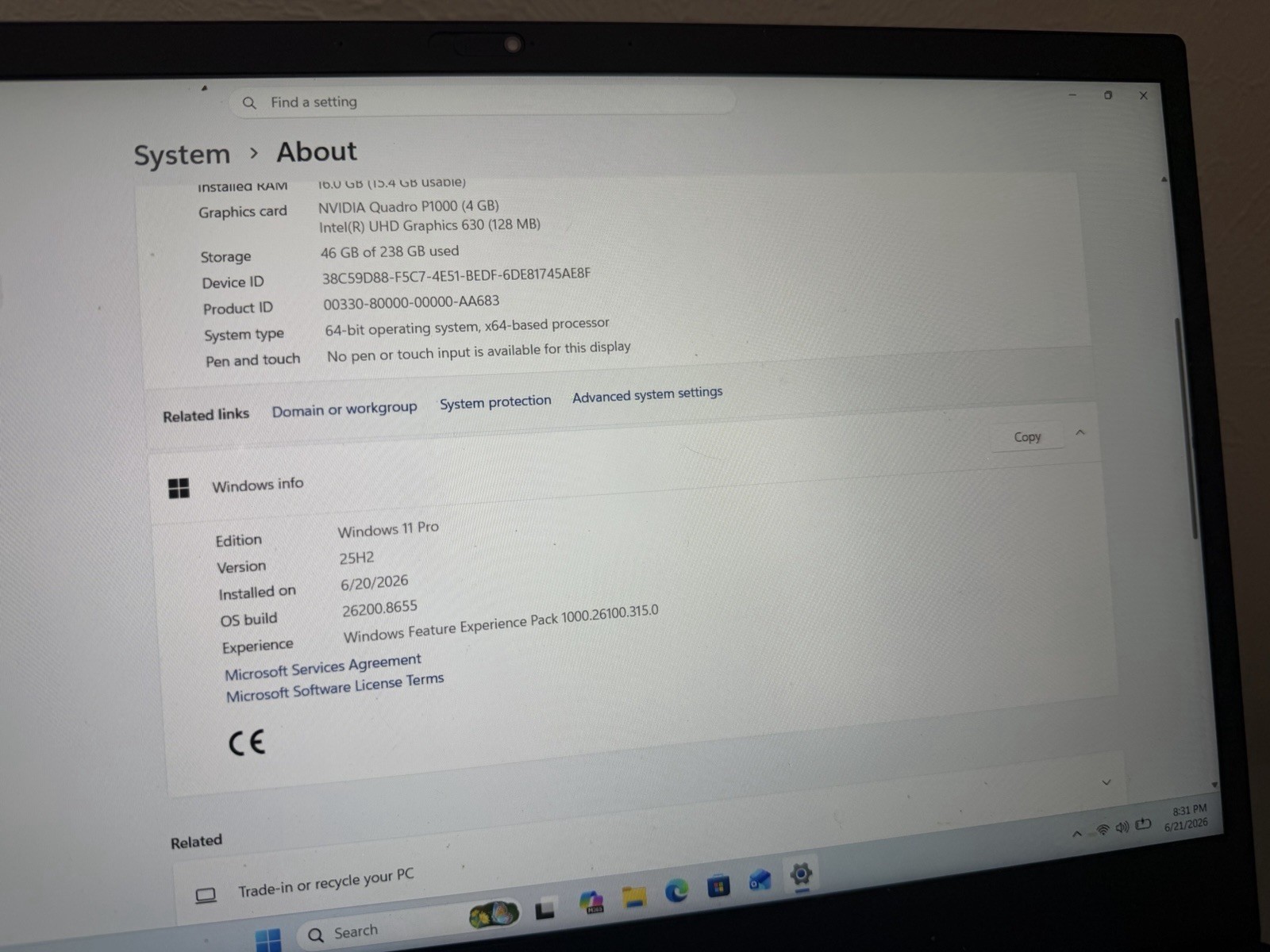 Lenovo ThinkPad P1 Gen1 15.6″ Intel i7-8750H 2.2GHz No Ram/HDD w/ Power Supply