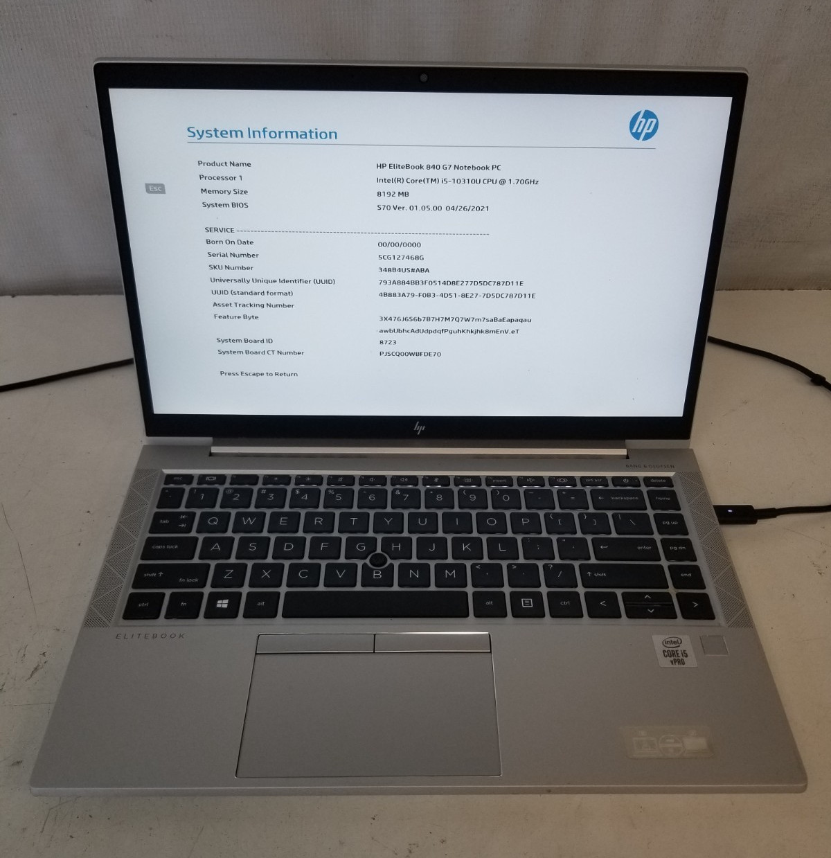 Lot of 2 HP EliteBook 840 G7 Intel Core i5-10310U 1.70GHz 8GB RAM NO SSD