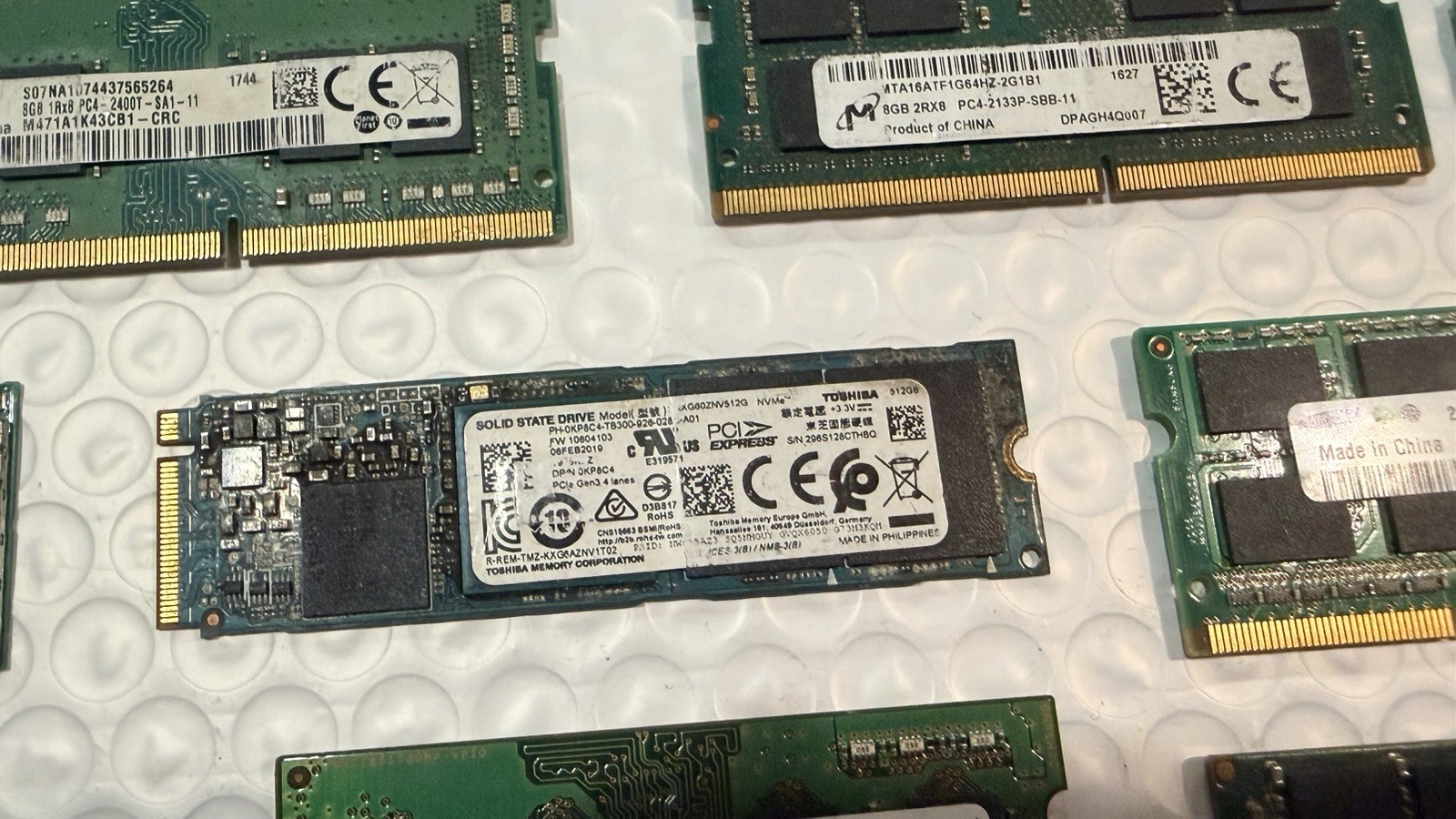 Untested Laptop RAM SSD WiFi Card Parts Lot Samsung Micron Intel M.2 SO DIMM