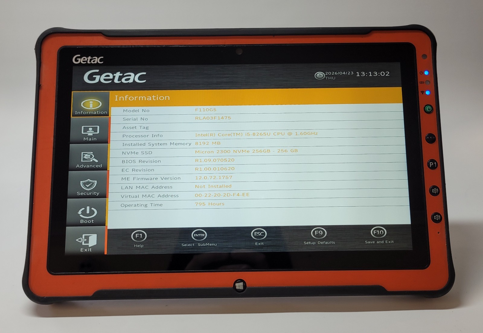 Getac F110 G5 (Core i5 240GB 8GB) RUGGED TABLET