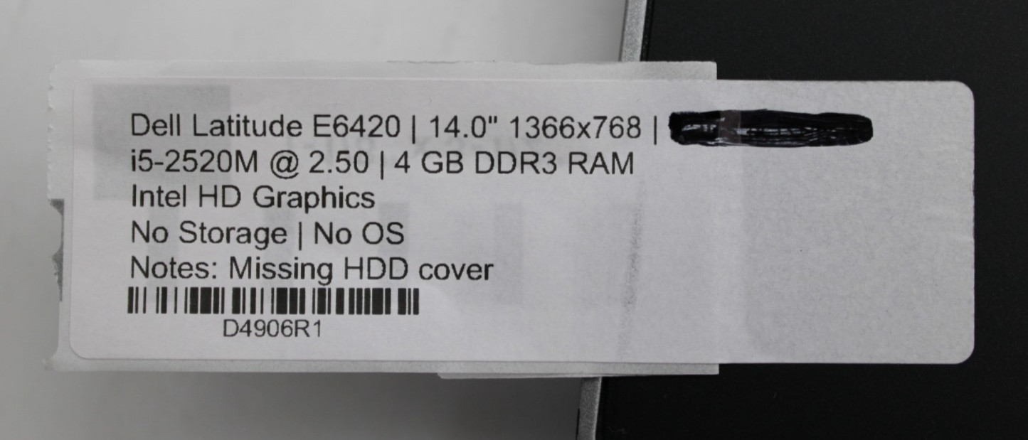 Dell Latitude E6420 i5-2520M@2.5GHz 4GB DDR3 NO STORAGE OR OS *USED/TESTED*