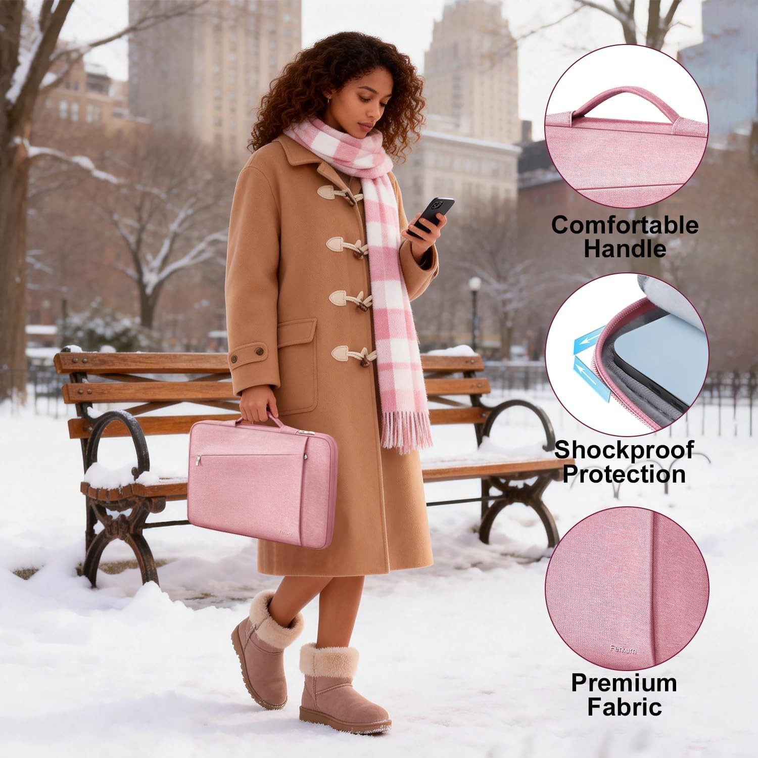 Laptop Case Sleeve for Men Women Chromebook Case 15.6 inch, Pink