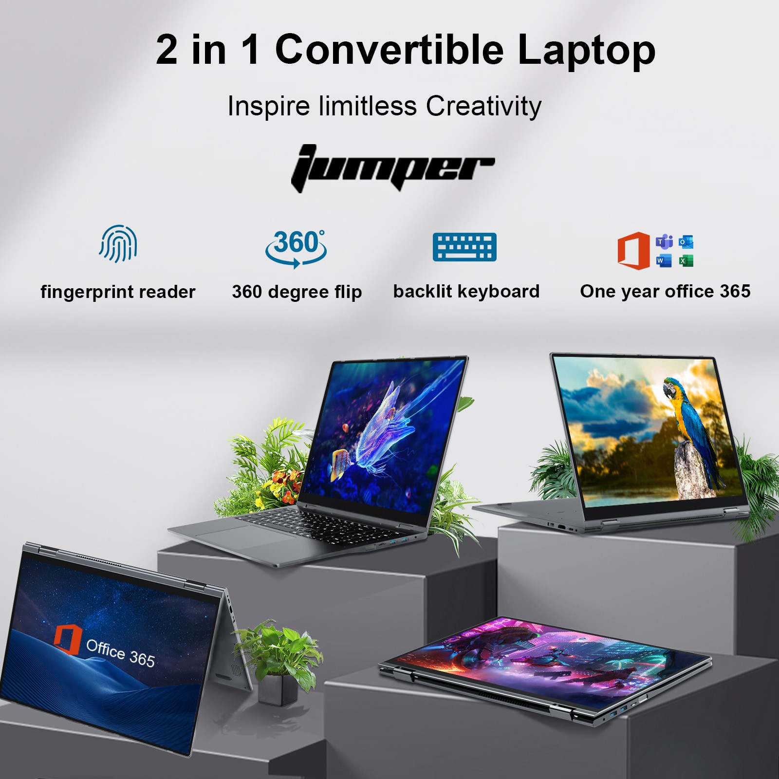 Jumper 2-in-1 Laptop Tablet 16″ Touchscreen 4GB+256GB / 20GB+1152GB Windows 11