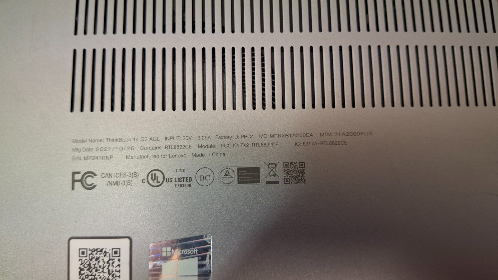 Lenovo ThinkBook 14 G3 ACL (Ryzen 3 5300U, 16GB RAM, 512GB SSD) NO PERIPHERALS