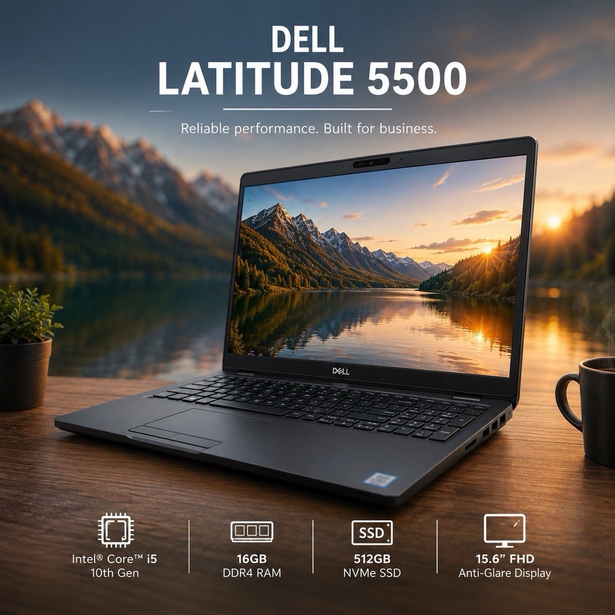 Dell Latitude 5500 i7-8665U 16GB 512GB SSD Win11 Pro FHD Webcam Fingerprint