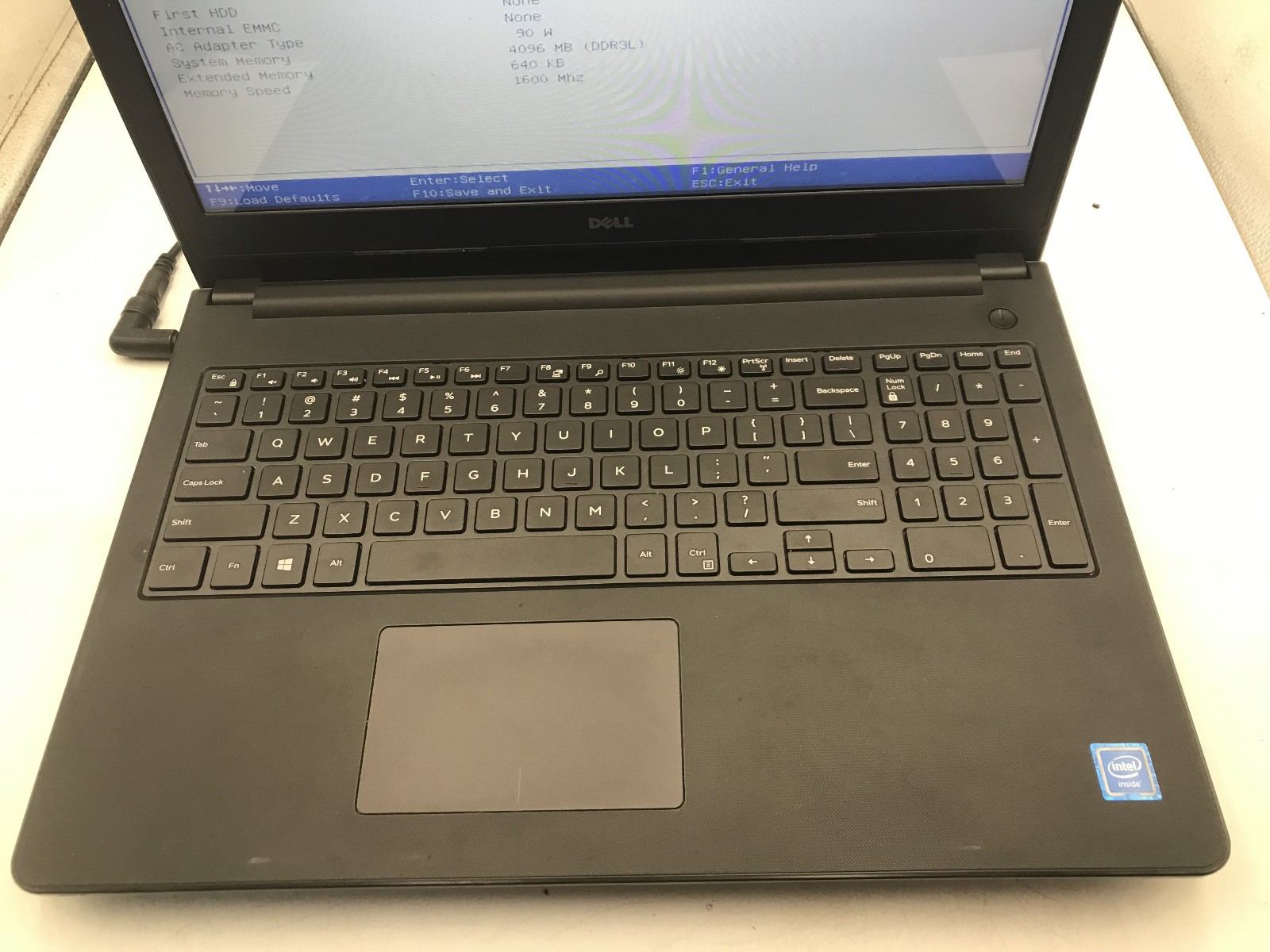 DELL INSPIRON 15 3552 – BOOTS TO BIOS – INTEL CELERON N3050 – 4GB RAM – READ -BB
