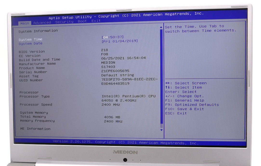Laptop notebook Ultrabook Medion S17403 Intel Pentium gold / LPBB607