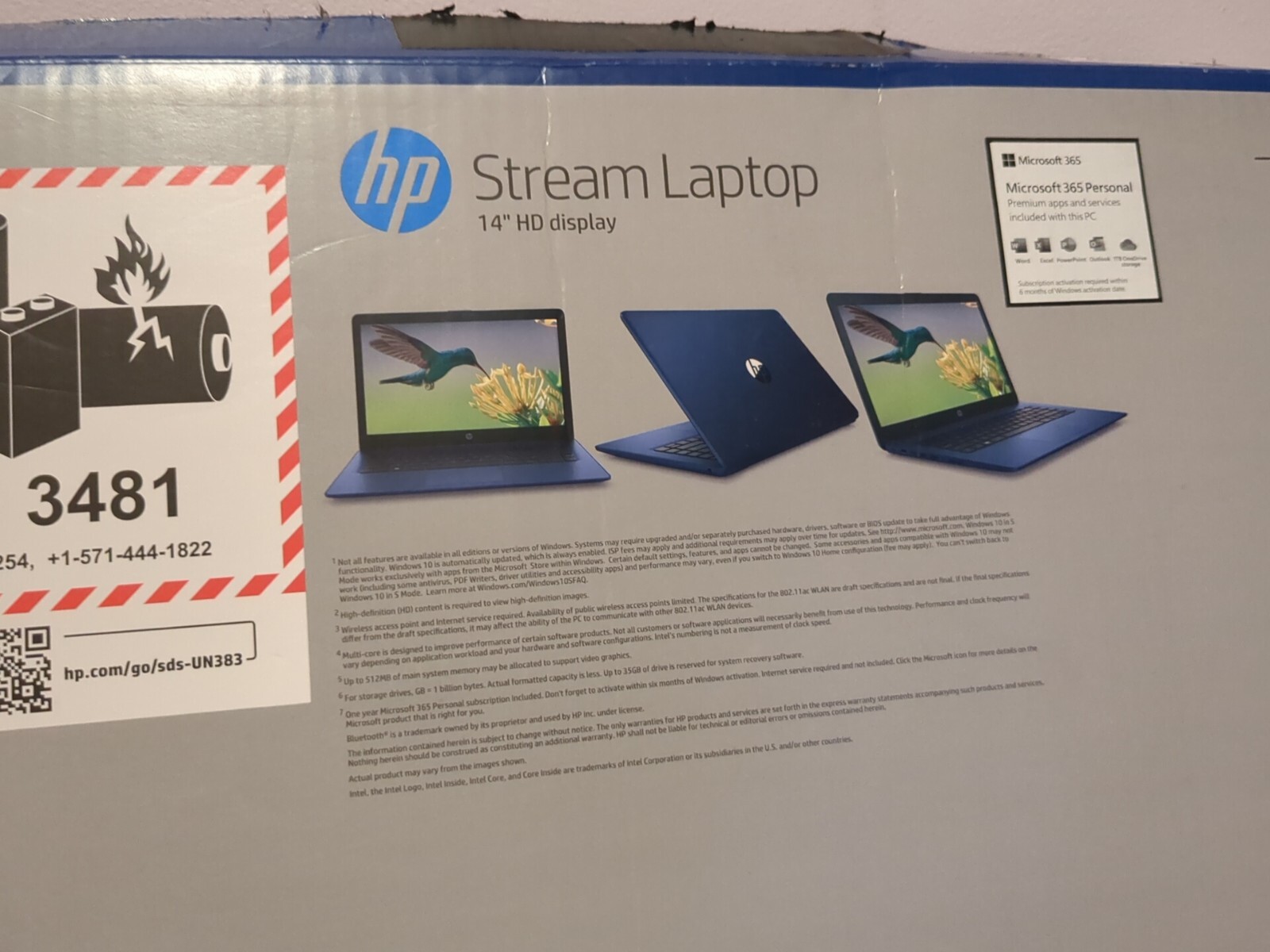 HP 14 Laptop Intel Dual Core 2.6GHz 64GB SSD 4GB RAM Windows 10 Webcam Mic BLUE