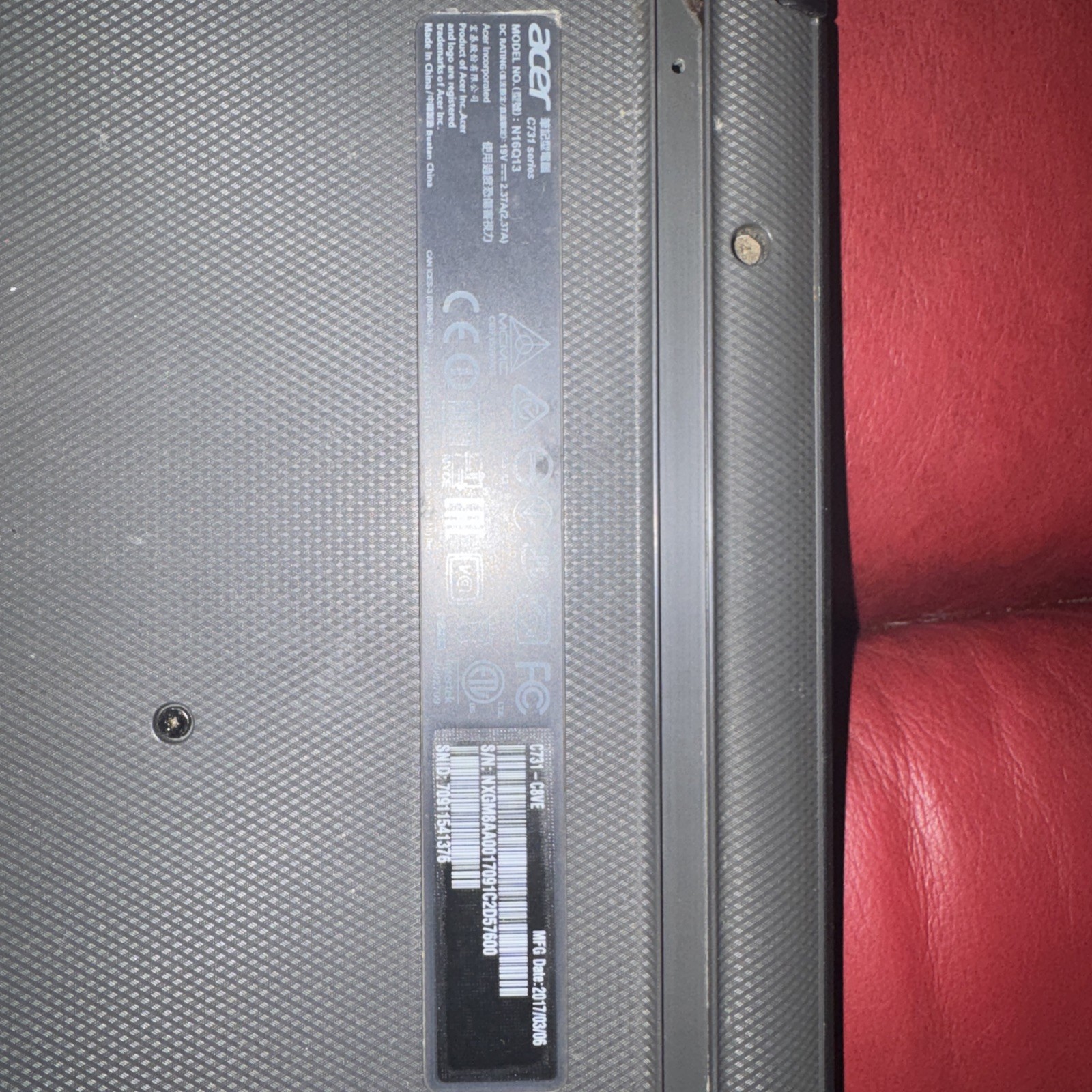 Acer N16Q13 C731 Series Chromebook With Charger “power washed”