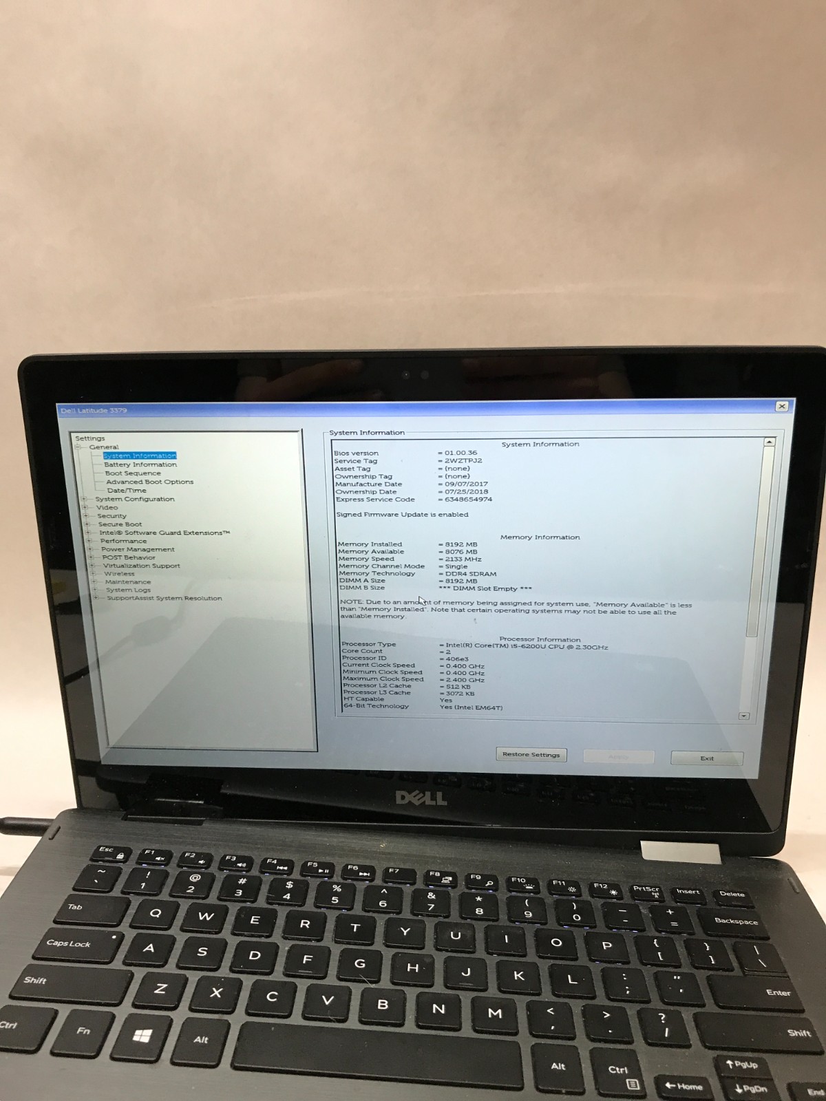Dell Latitude 3379 13″ Intel Core i5 NO RAM NO HDD/OS For Parts/Repair AS IS -DW