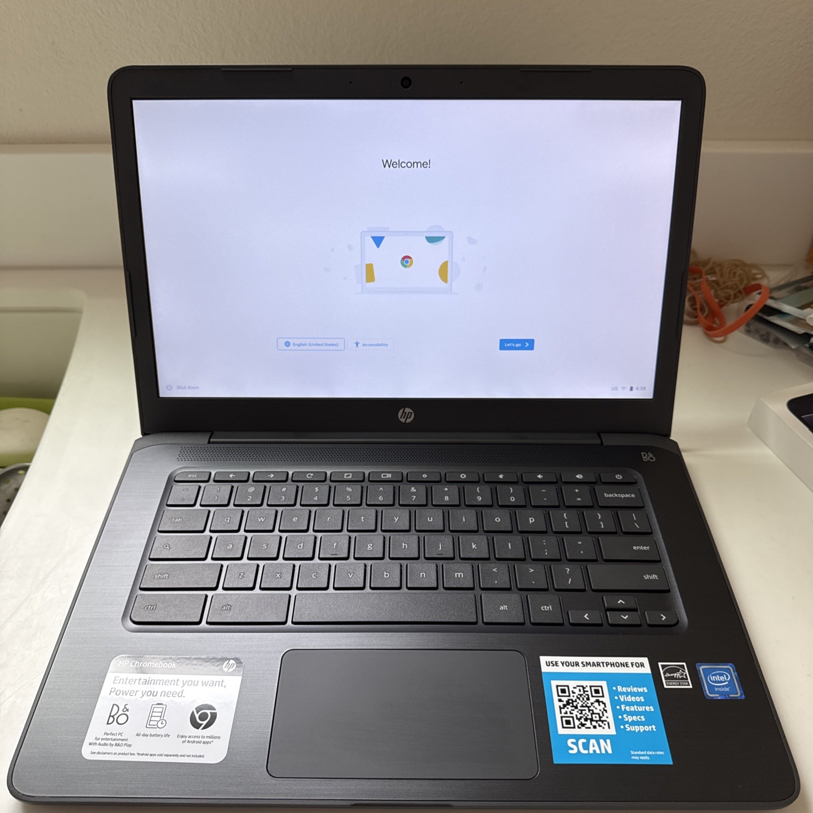 HP 14-ca023nr 14 inch (32GB, Intel Celeron, 1.10 GHz, 4GB) Chromebook – 4BS38UA