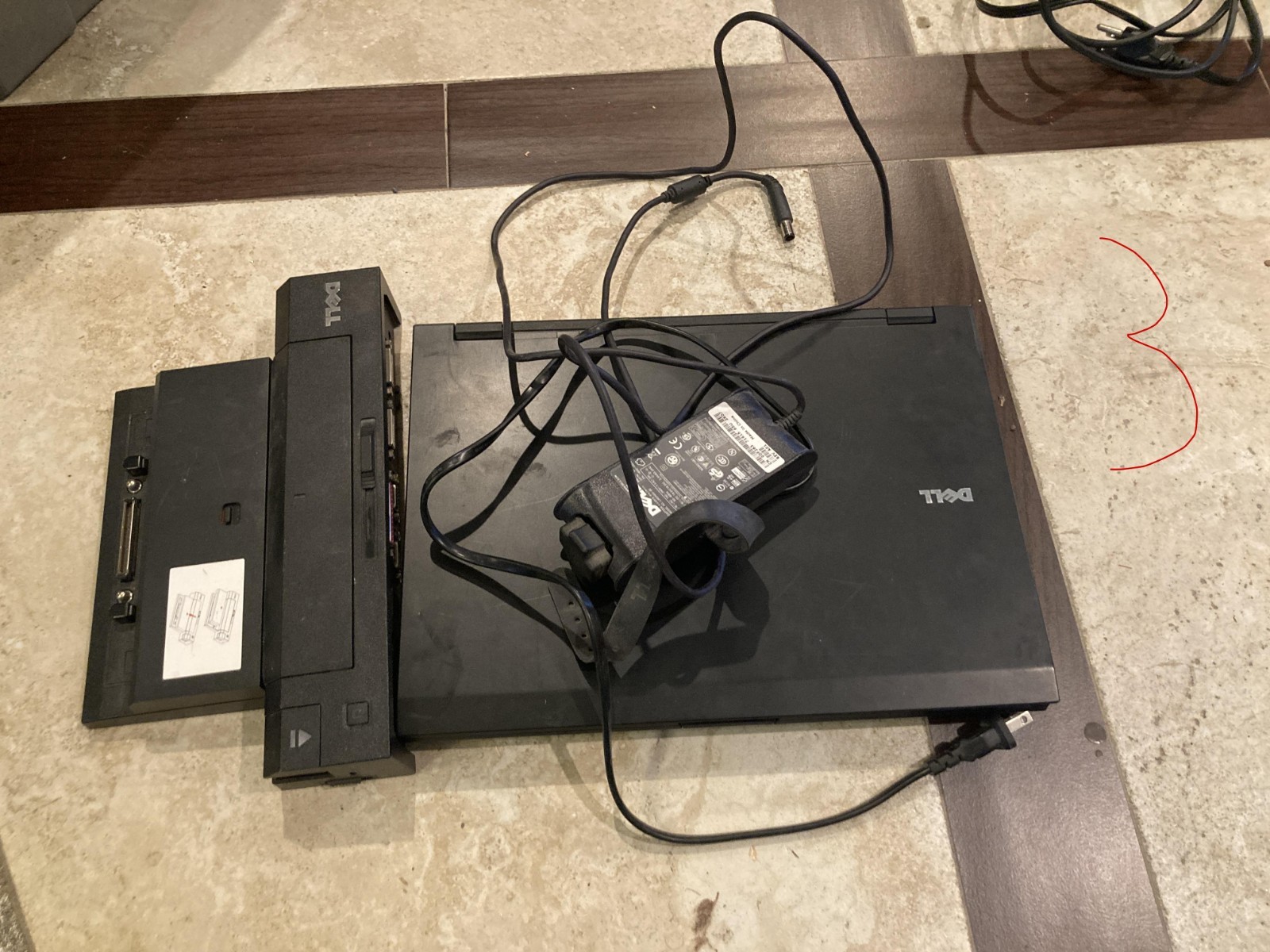 Latitude E5400 laptop, tested power supply, UNTESTED DOCK