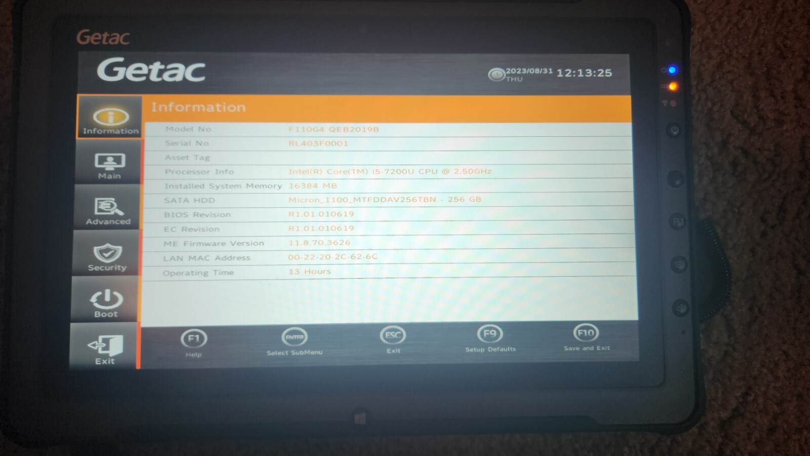 Getac F110 G4 i5-7200u 2.5Ghz 16/256Gb warranty thru 5/24