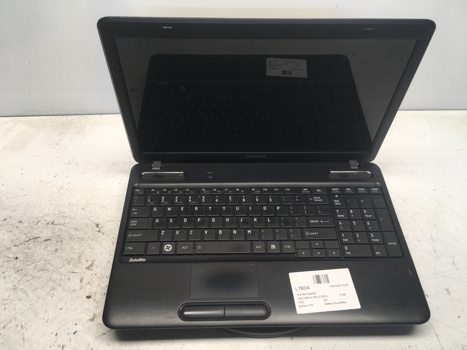 Toshiba Satellite Intel Celeron 900 2.2GHz 2 GB NO HDD