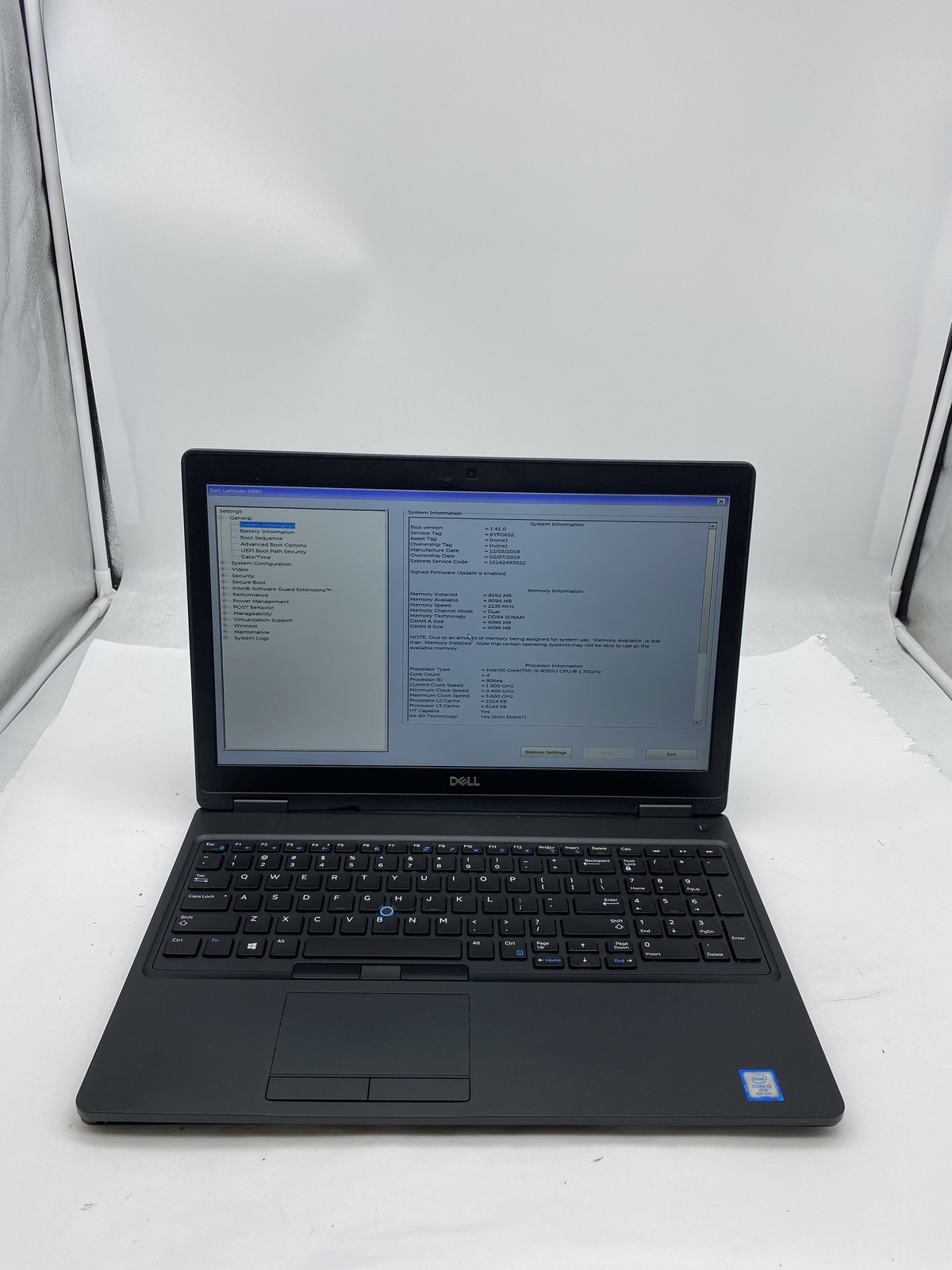 Dell Latitude 5590 Laptop Intel Core i5 8350U 1.7GHz 8GB RAM 256GB SSD W11P